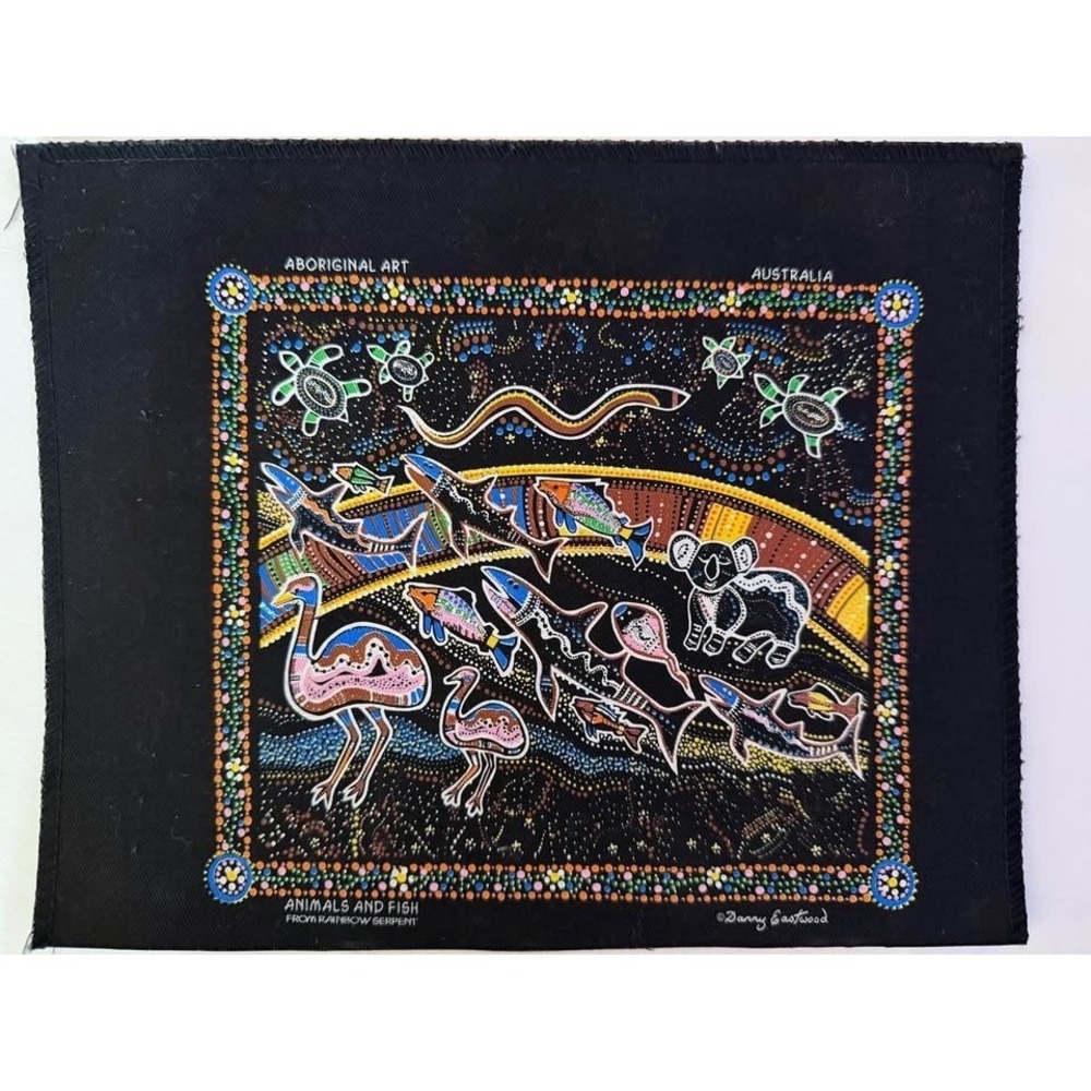 Danny Eastwood Aboriginal Art Print Fabric ANIMAL FISH Rainbow Serpent Australia